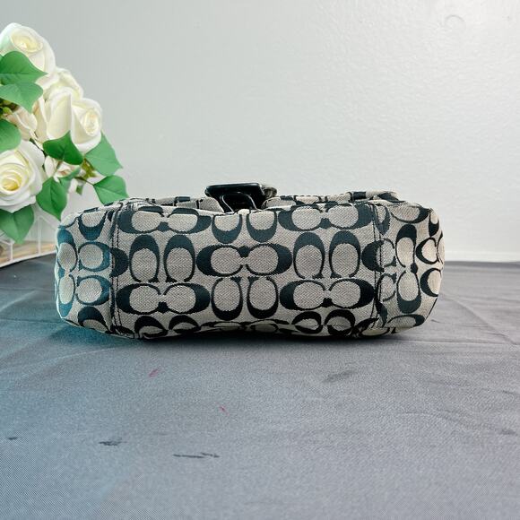 COACH Bleeker 12562 Shoulder Bag Black Patent Leather/Signature Canvas Medium - Picture 10 of 12